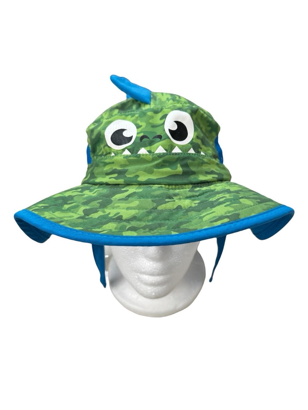 ADDIE & TATE Camo Dragon Dino Kids Sun Hat Toddler Green Chin Strap Vented